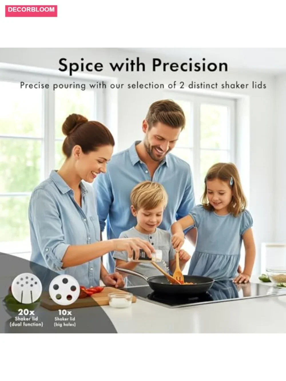 24 Glass Spice Jars with Stainless Steel Lids, Funnel & Labels
